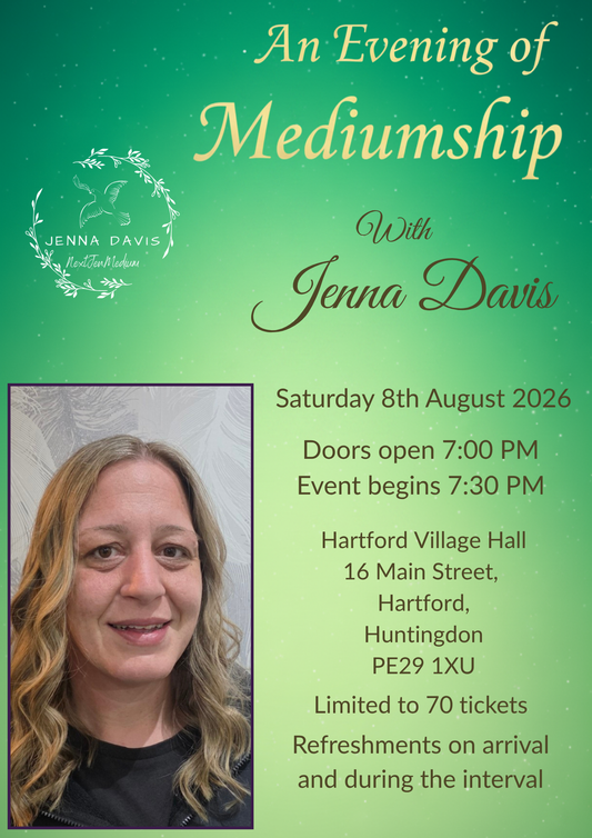 Mediumship Evening - Saturday 8th August 2026 HARTFORD, HUNTINGDON, CAMBRIDGESHIRE