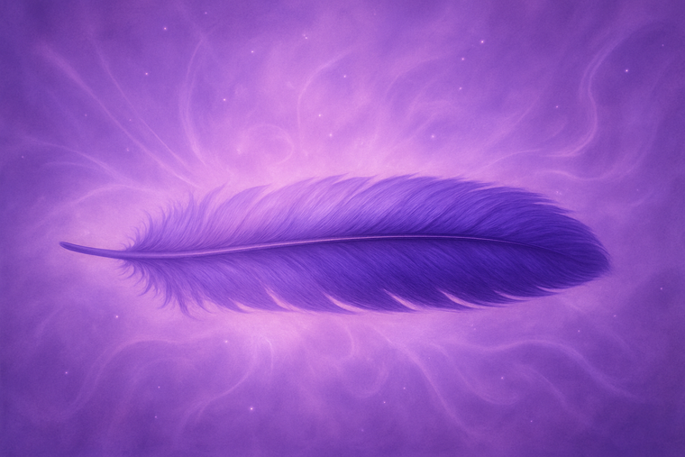 Horizontal Lilac and Purple Spiritual Feather